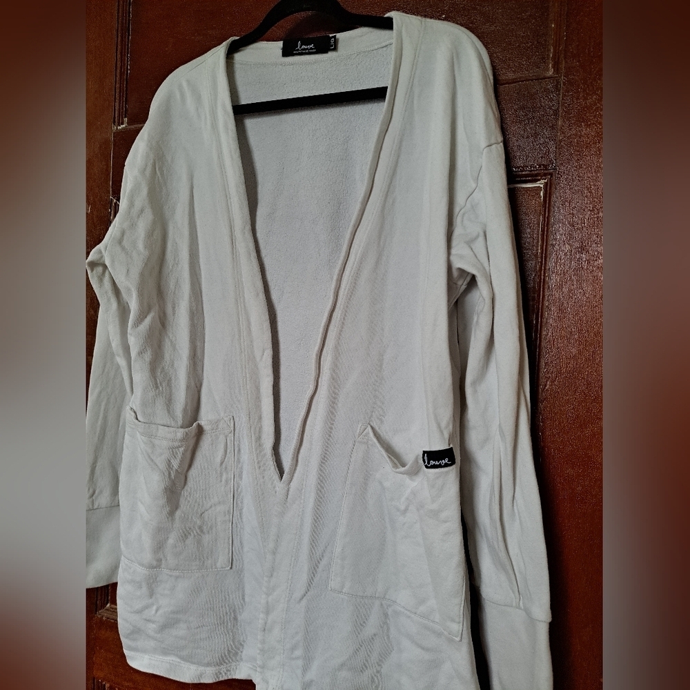 🇨🇦Louve 100% Organic Cotton Open Front Cardigan – Cream, Made in Canada (L/XL) - Picture 6 of 6